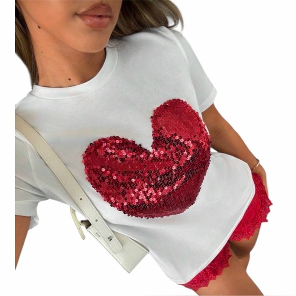 Sequin Heart Tee - Picture 4 of 7